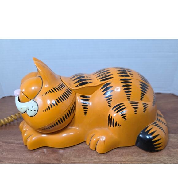 Garfield Landline Phone Vintage TYCO Eyes Open Closed - Picture 2 of 7